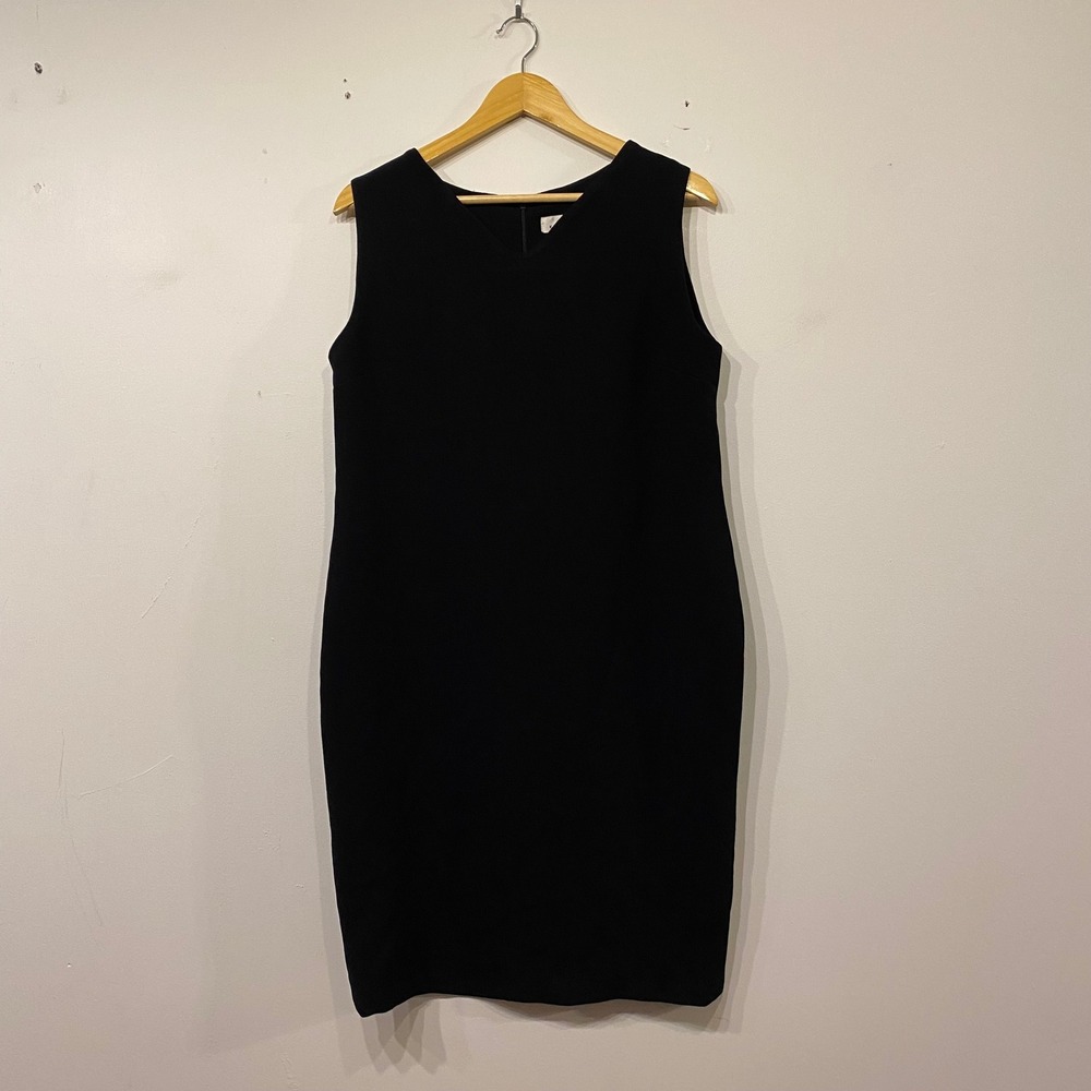 Emmelle Black Sleeveless V-Neck Shift Sheath Dress XL Crepe Professional Work
